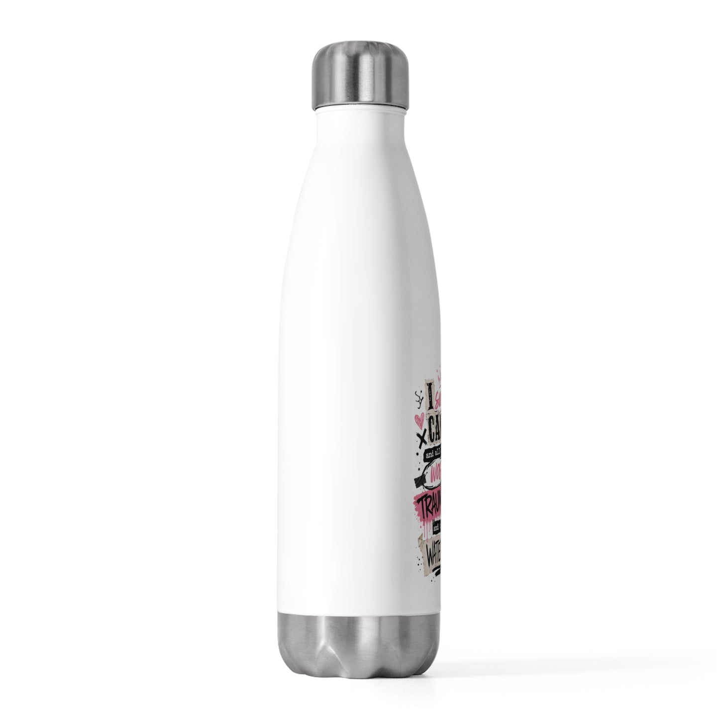I Survived Cancer It Was Trauma 20oz Insulated Bottle | Breast Cancer Awareness