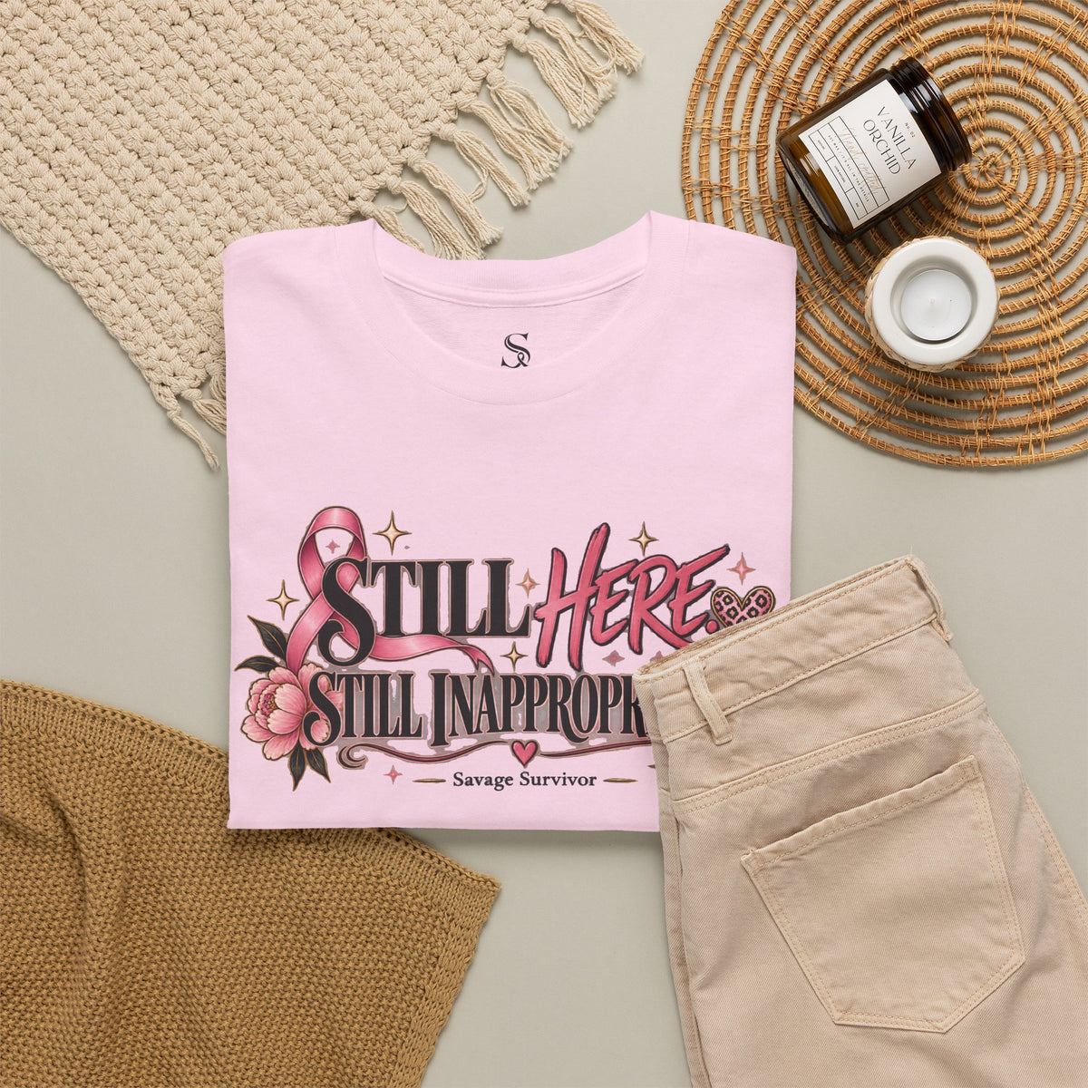 Still Here Still Inappropriate T-Shirt | Floral Script Typography Tee