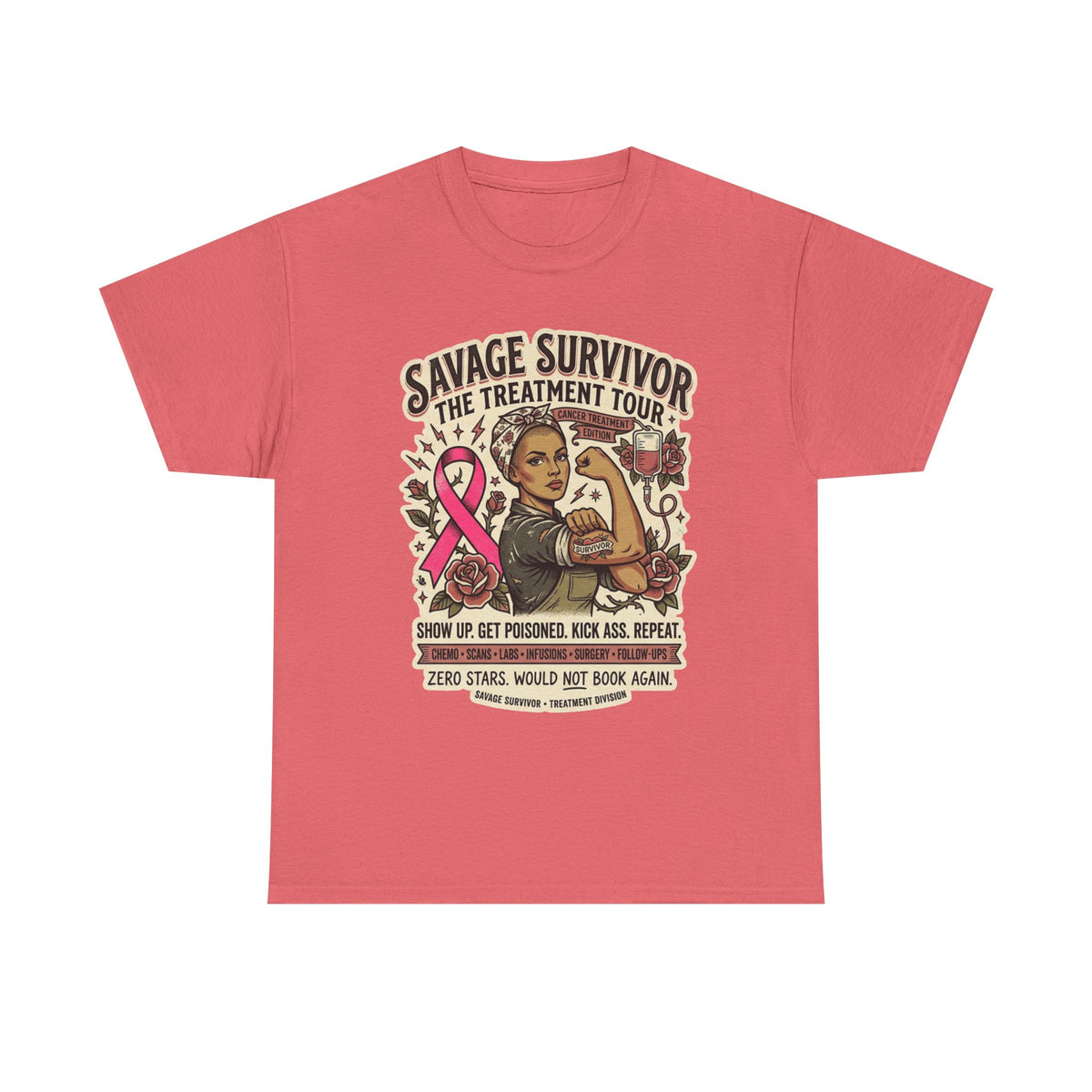 Savage Survivor Treatment Tour Cancer Fighter T-Shirt | Badass Chemo Survivor Tee