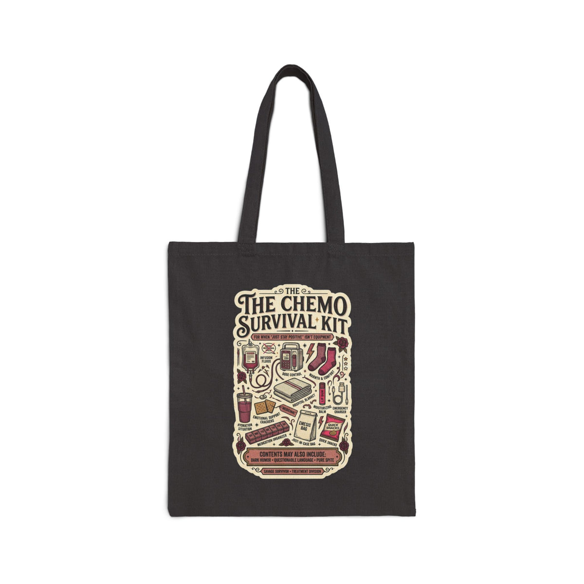 Chemo Survival Kit Tote Bag – Funny Cancer Patient Gift, Chemotherapy Treatment Bag