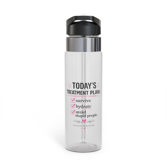 Today’s Treatment Plan Checklist Water Bottle | Dark Humor Cancer Care Tumbler