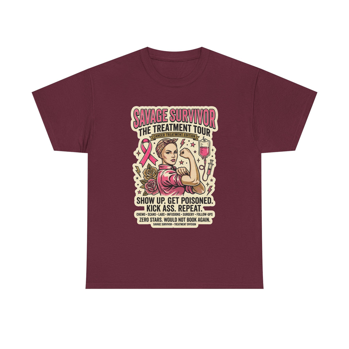 Savage Survivor Treatment Tour Cancer Fighter T-Shirt | Badass Chemo Survivor Tee