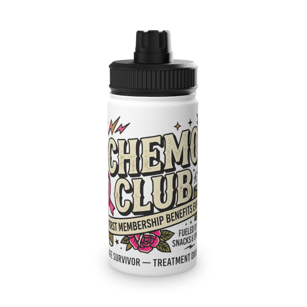 Chemo Club Water Bottle – Worst Membership Benefits Ever | Cancer Treatment GiftStainless