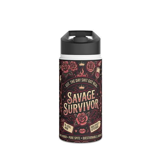 Savage Survivor Cancer Survivor Tumbler – Dark Humor Insulated Travel CupStainless