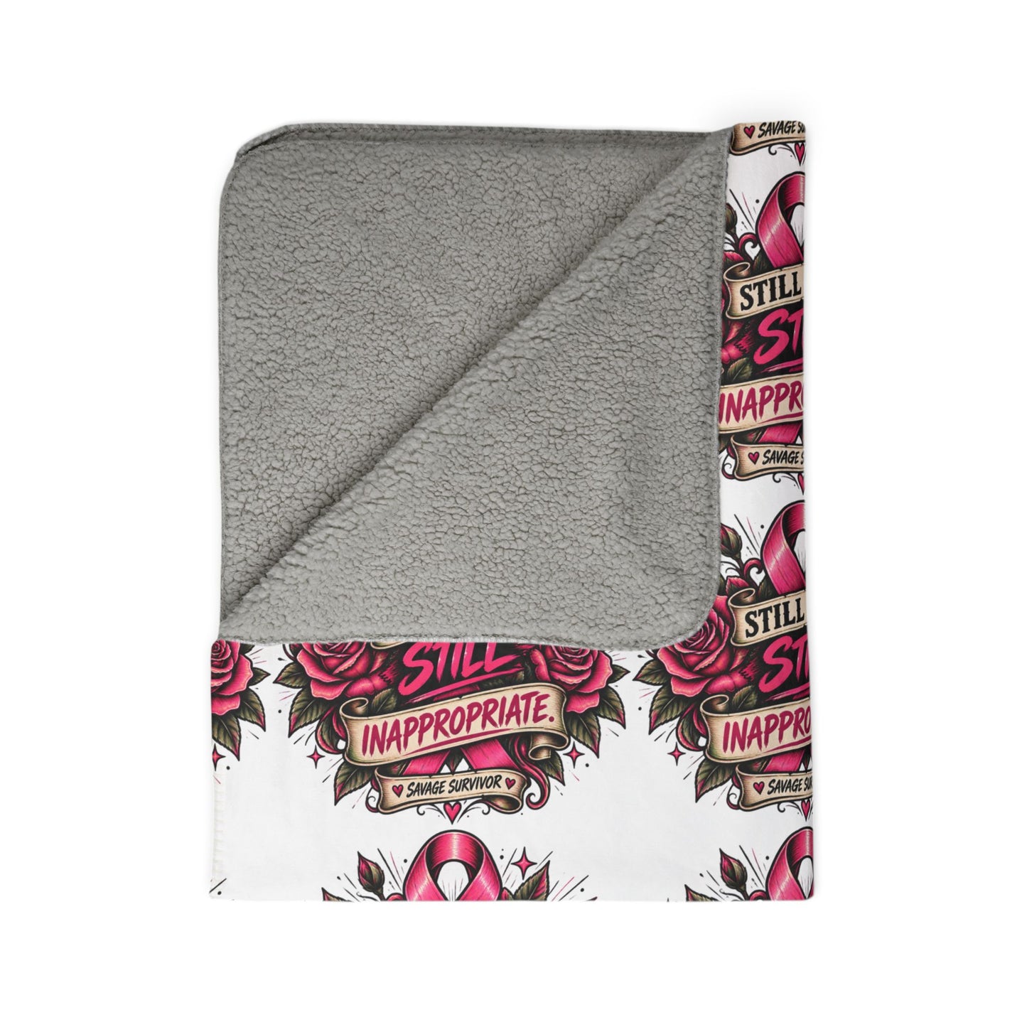Still Here Still Inappropriate pattern Fleece Blanket | Funny Pink Tattoo Style Design