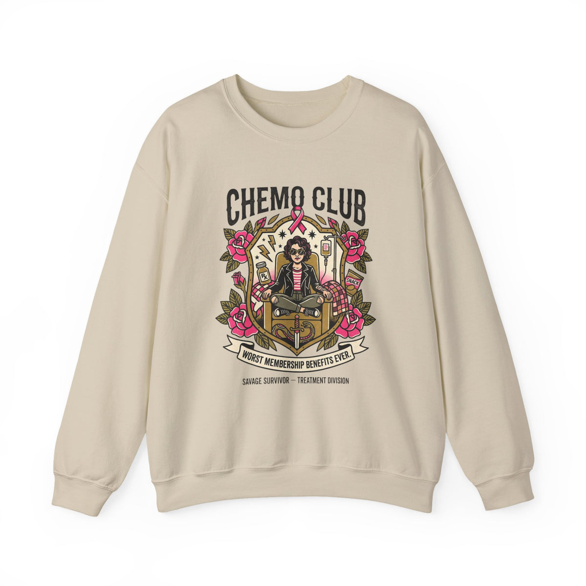 Chemo Club Crewneck Sweatshirt – Worst Membership Benefits Ever | Cancer Survivor Sweatshirt