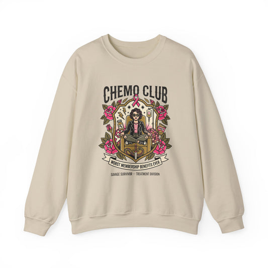 Chemo Club Crewneck Sweatshirt – Worst Membership Benefits Ever | Cancer Survivor Sweatshirt