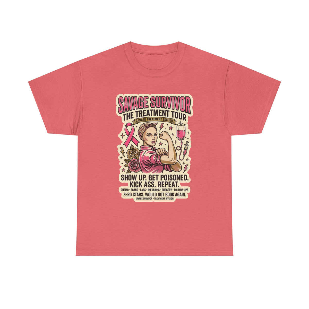 Savage Survivor Treatment Tour Cancer Fighter T-Shirt | Badass Chemo Survivor Tee