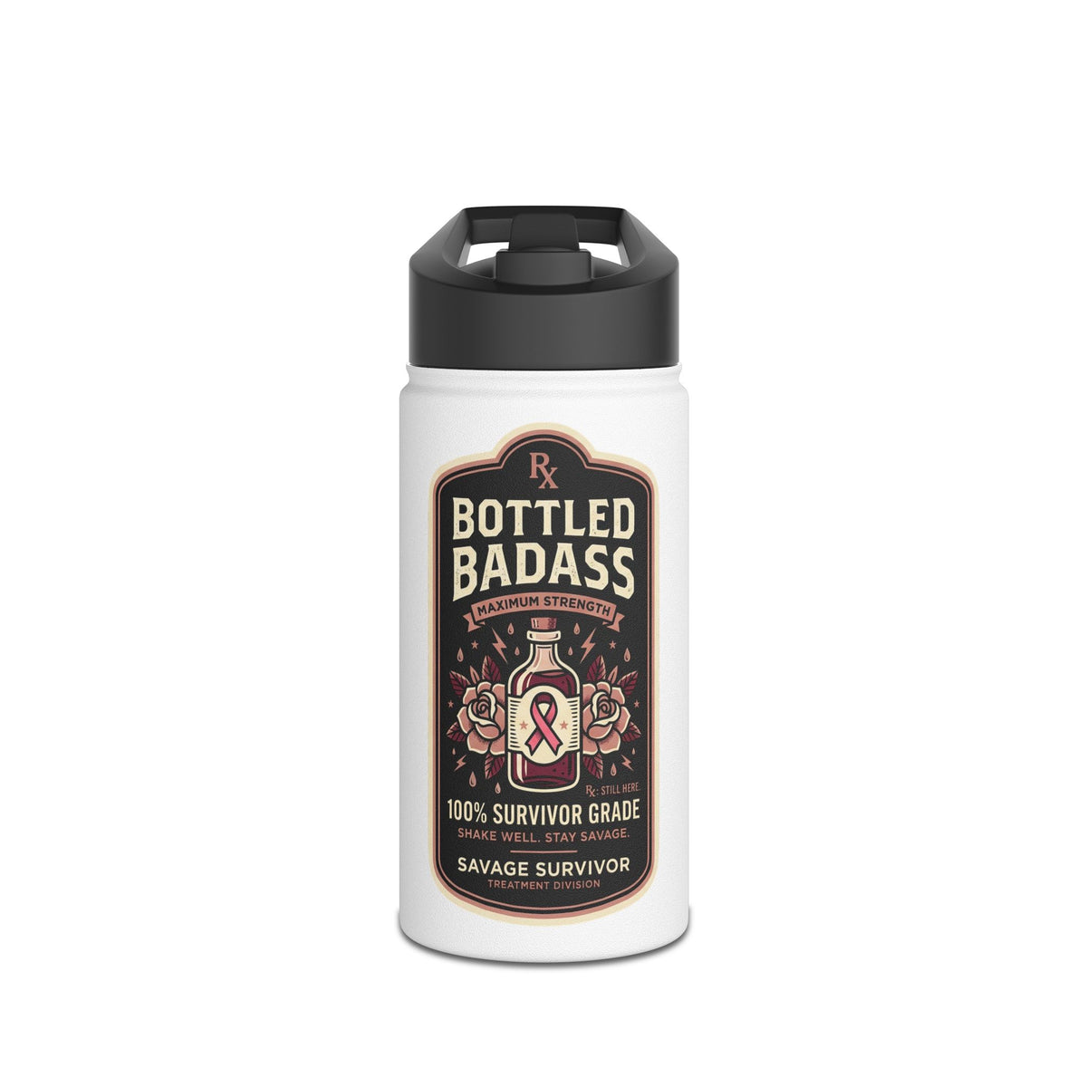 Bottled Badass Cancer Survivor Water Bottle – Funny Chemo Gift, Stainless Steel Survivor Bottle