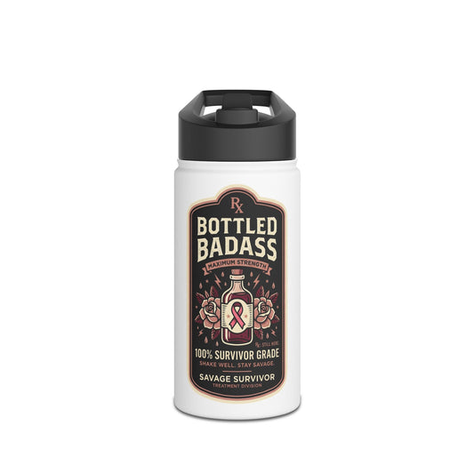 Bottled Badass Cancer Survivor Water Bottle – Funny Chemo Gift, Stainless Steel Survivor Bottle