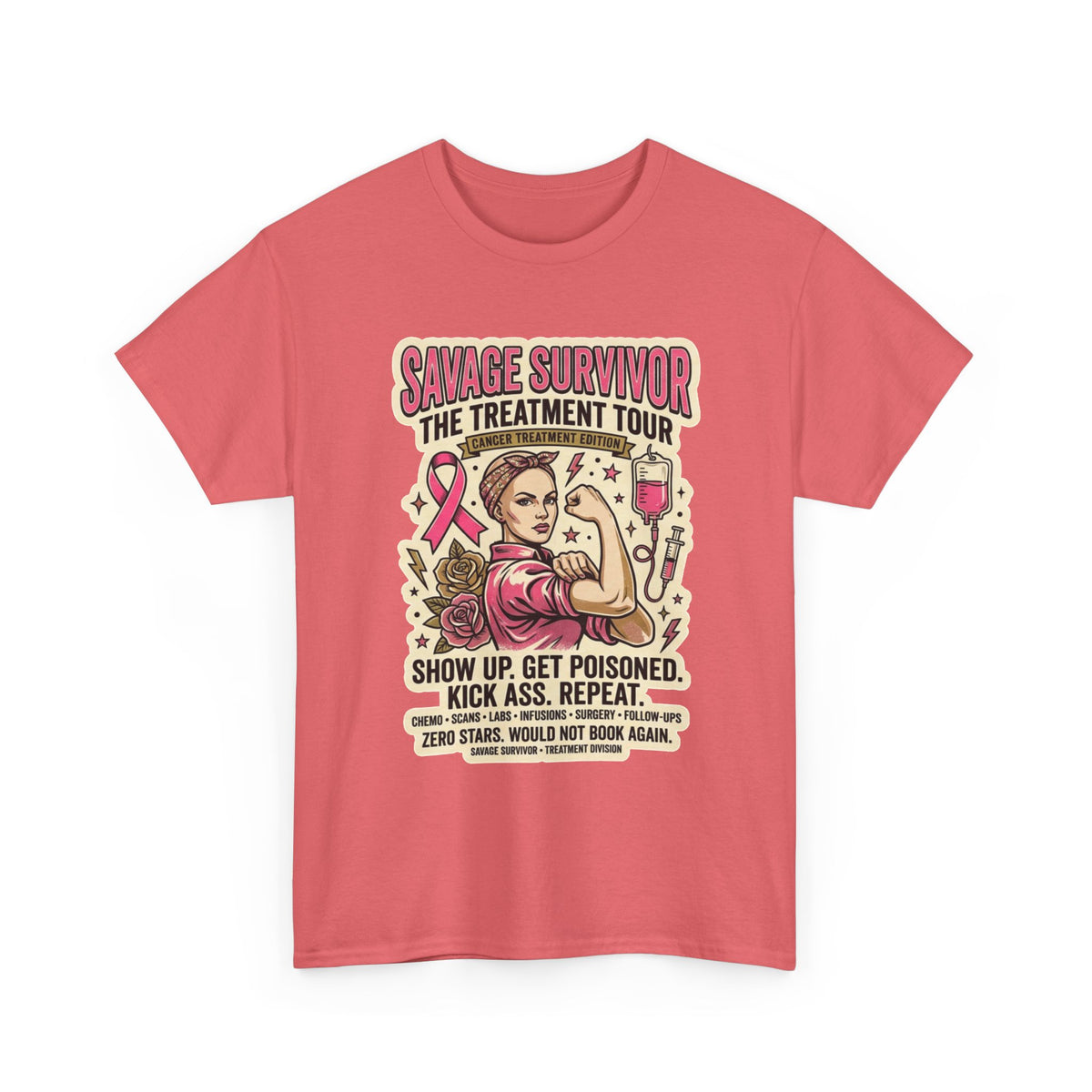 Savage Survivor Treatment Tour Cancer Fighter T-Shirt | Badass Chemo Survivor Tee
