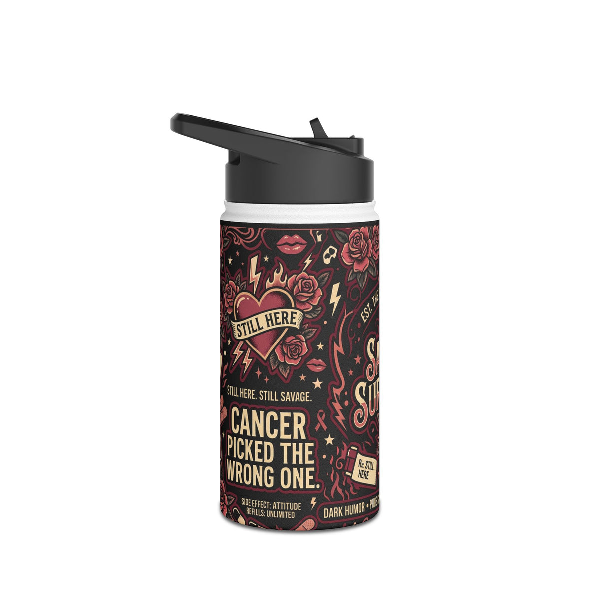 Savage Survivor Cancer Survivor Tumbler – Dark Humor Insulated Travel CupStainless