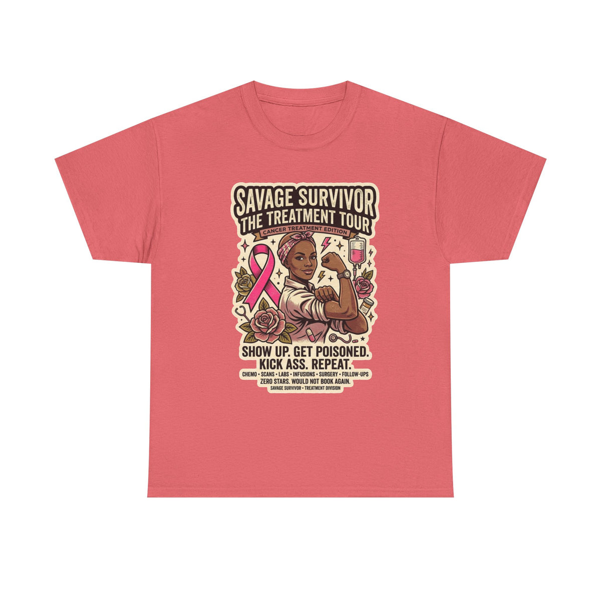 Savage Survivor Treatment Tour Cancer Fighter T-Shirt | Badass Chemo Survivor Tee