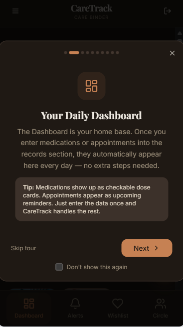 CareTrack — Digital Care Binder App for Cancer Patients & Caregivers | Lifetime Access | Medical Tracker