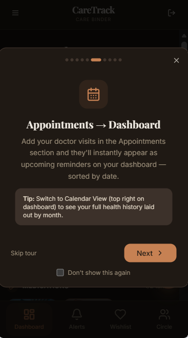 CareTrack — Digital Care Binder App for Cancer Patients & Caregivers | Lifetime Access | Medical Tracker