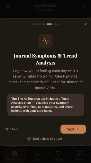 CareTrack — Digital Care Binder App for Cancer Patients & Caregivers | Lifetime Access | Medical Tracker