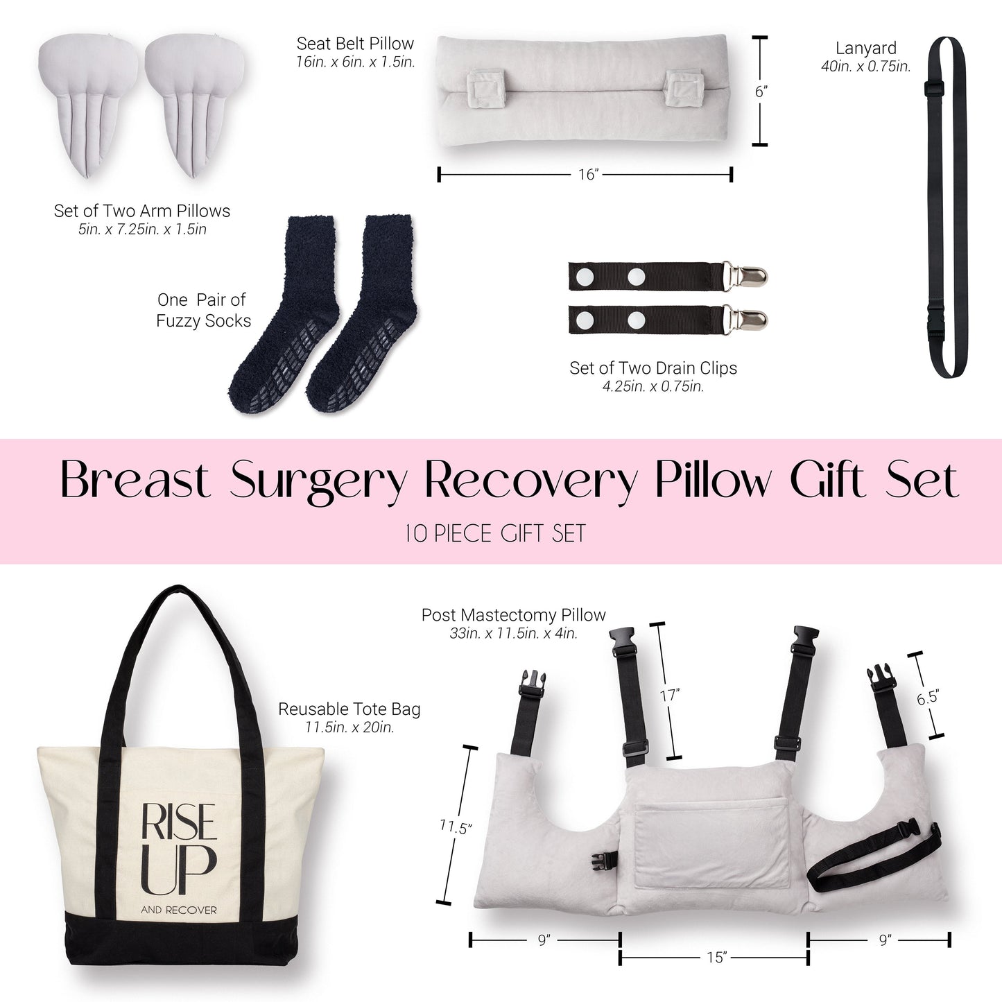 Rise Up and Recover - Mastectomy Pillow Recovery Kit Must Haves Care Package